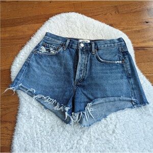 Agolde Parker Blue Jean Shorts Vintage Distressed